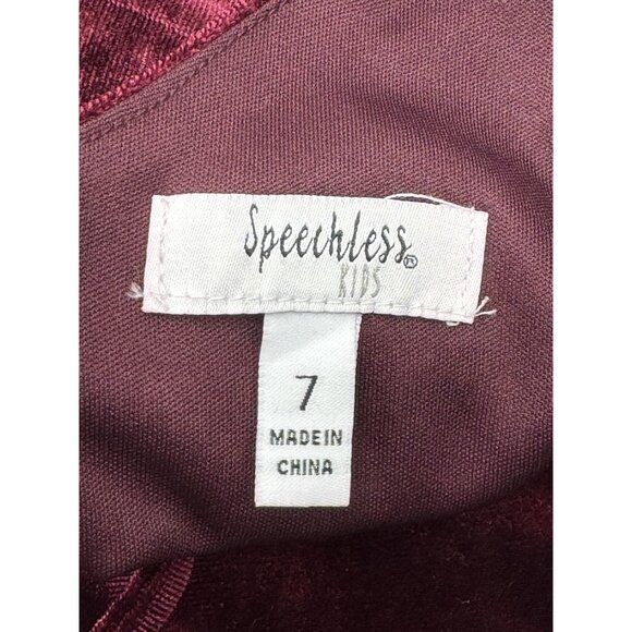 Speechless Kids Burgundy Velvet Sleeveless Dress Size 7 Zip Back Closure - Picture 7 of 11
